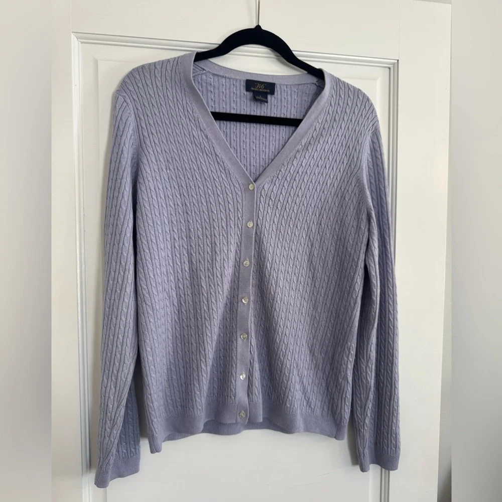 Brooke’s Brothers Brothers 346 cable-knit cardigan Women’s size L light purple - Picture 1 of 5